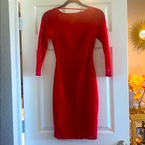 Red backless dress